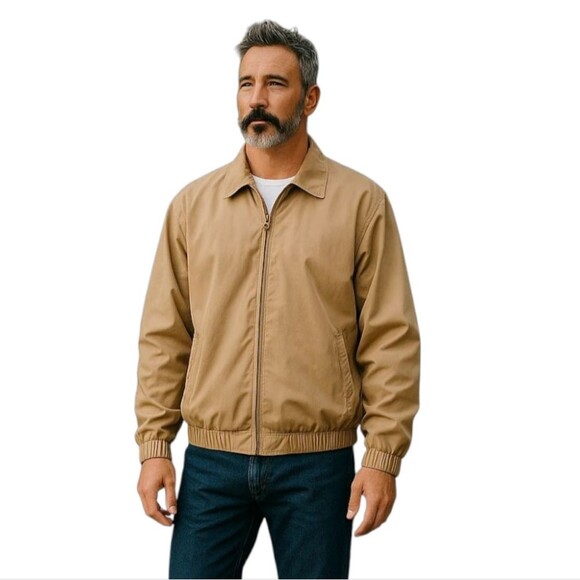 Croft & Barrow Lined Bomber Jacket Collared Men Size Large Vintage Style Grandpa - Picture 1 of 13